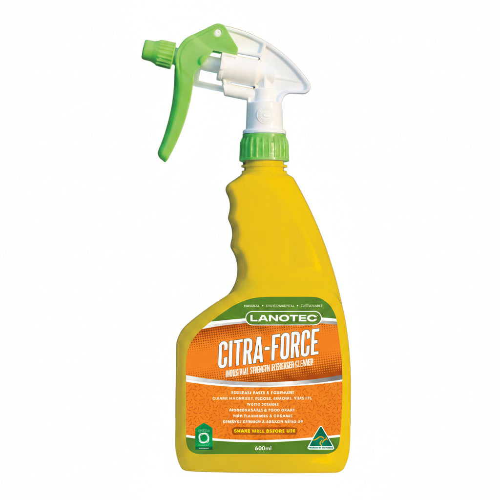 Lanotec Citra-Force 600ml industrial strength citrus degreaser and cleaner trigger spray for machinery, tools and equipment