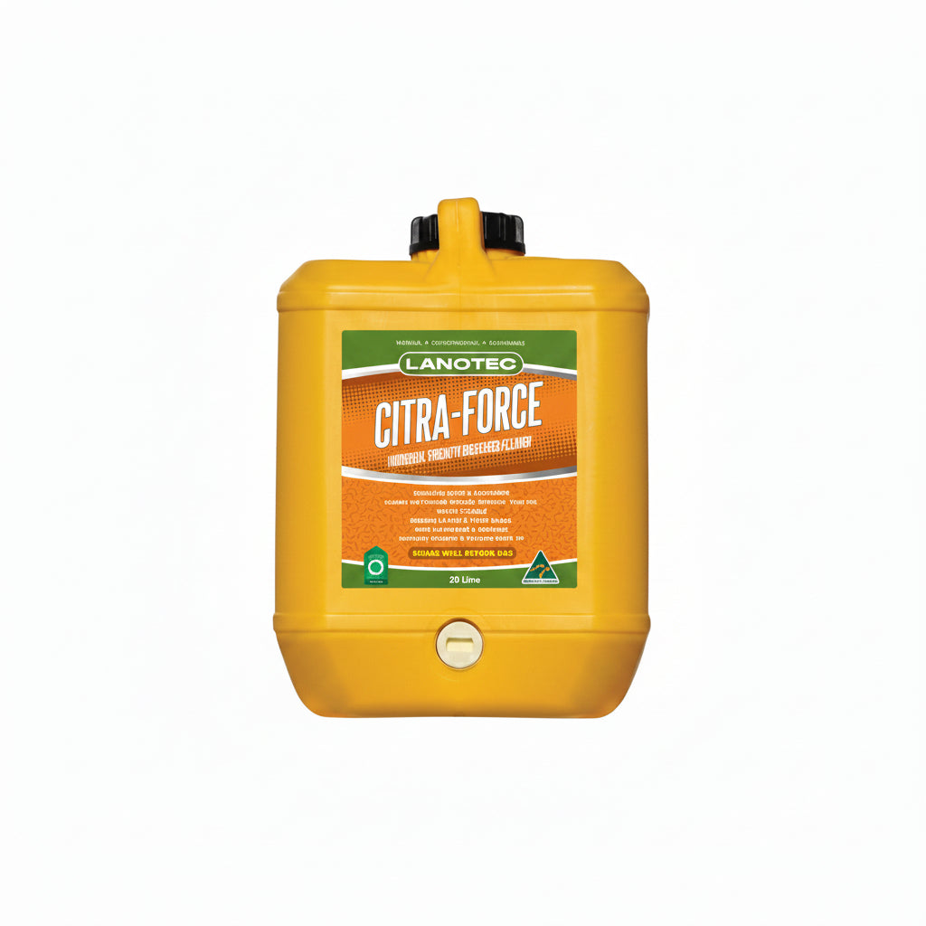 image of a yellow 20ltr container with a screw top that contains citra-force degreaser