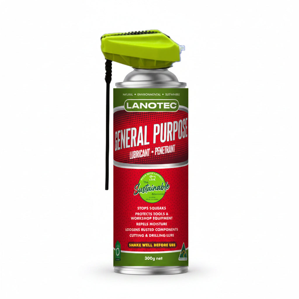 Image of a smart straw style Aerosol with the red general purpose label that contains general purpose lubricant