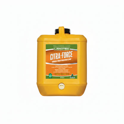 image of a yellow 20ltr container with a screw top that contains citra-force degreaser