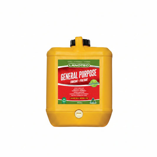Image of yellow 10ltr screw top plastic container, with general purpose/label that also contains general purpose