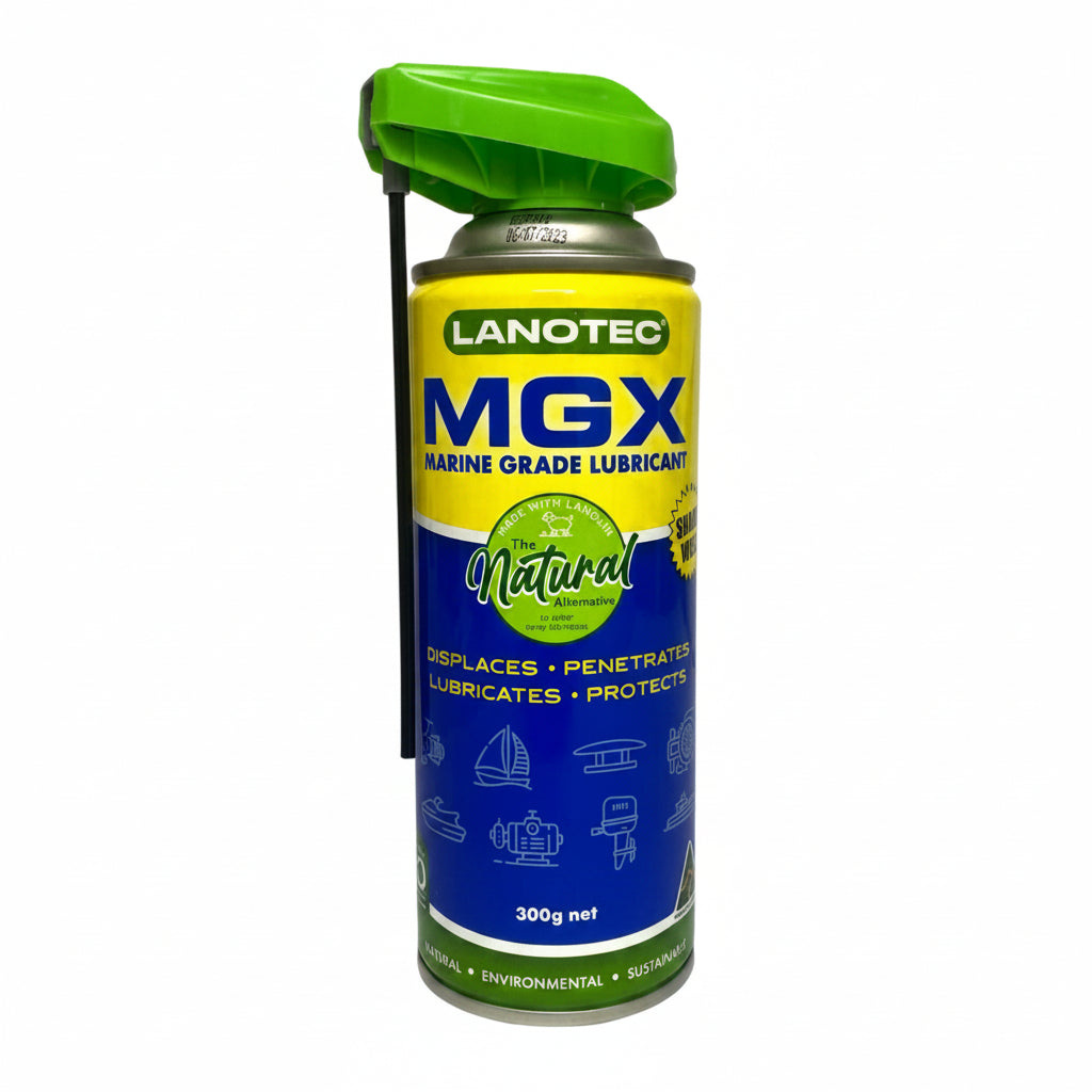 Can of Lanotec MGX Marine Grade Lubricant on a white background