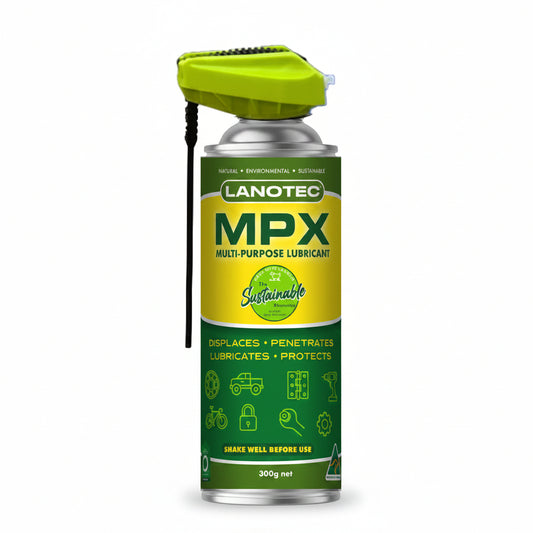 Lanotec MPX 300g multi-purpose lanolin lubricant aerosol with precision spray nozzle for penetrating, lubricating and corrosion protection