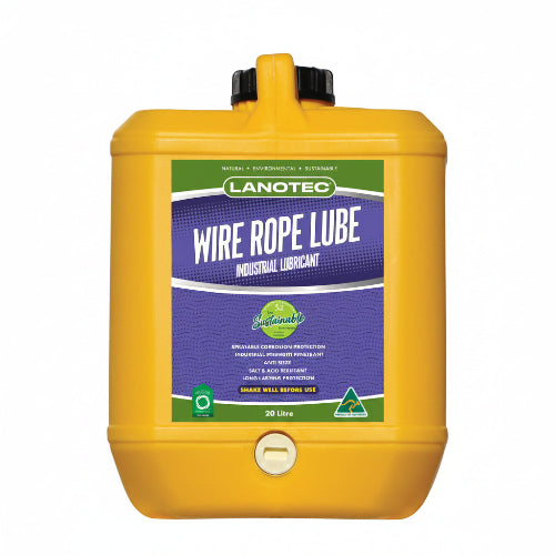 Yellow container of Lanotec Wire Rope Lube on a white background